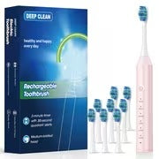 Smart Electric Toothbrush for Adults, Soft Bristles, Six Vibration Frequencies, Fully Automatic Cleaning Mode, USB Charging, Deep Teeth Cleaning, Dental Cleaner, IP67, with 4/8/10 Brush