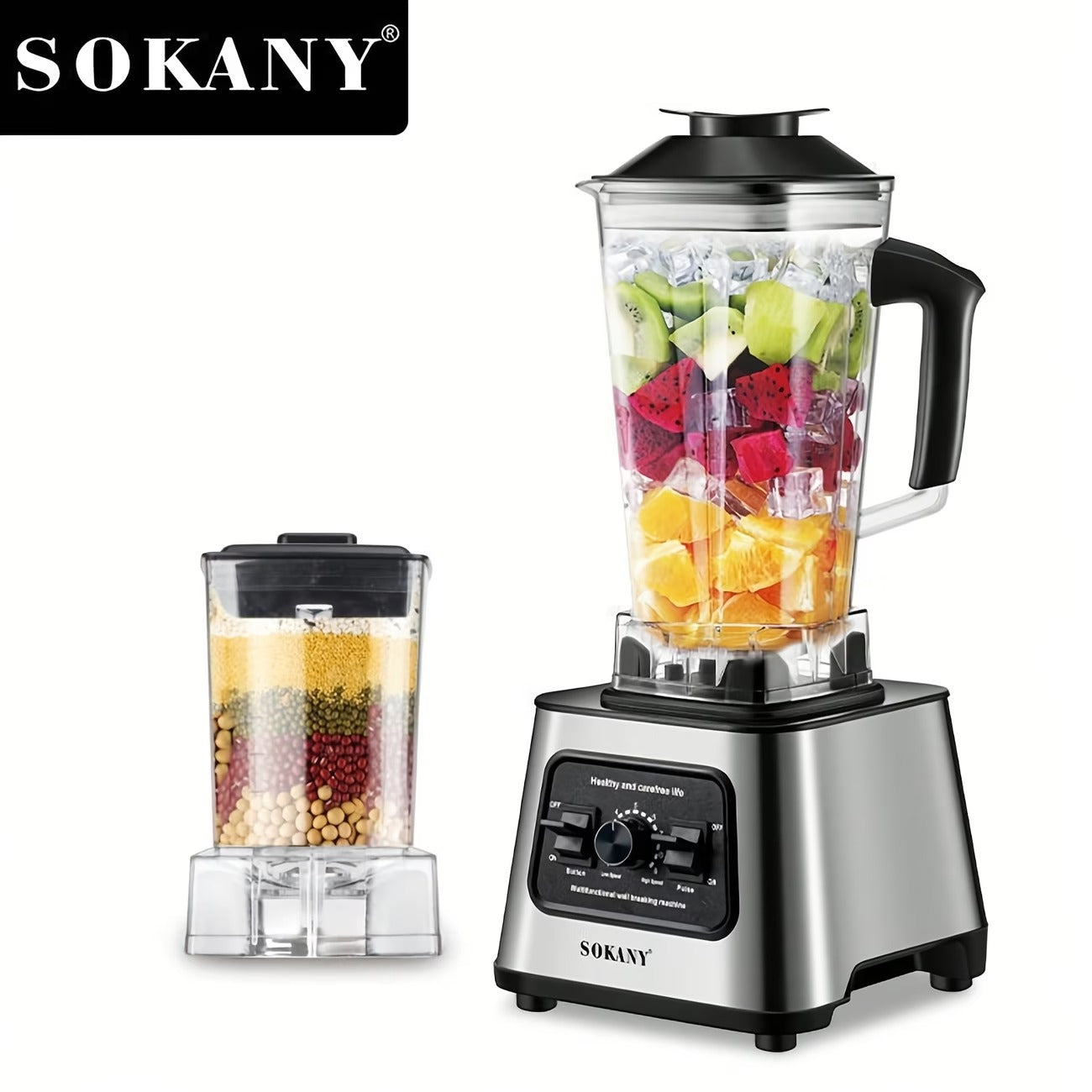 Blender 2.5L High-Power 2-In-1 Multifunctional Household Food Processor Ice Crushing Smoothie Juice Milkshake Protein Drink Maker