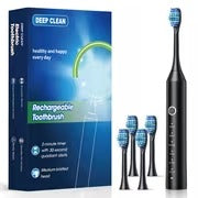 Smart Electric Toothbrush for Adults, Soft Bristles, Six Vibration Frequencies, Fully Automatic Cleaning Mode, USB Charging, Deep Teeth Cleaning, Dental Cleaner, IP67, with 4/8/10 Brush