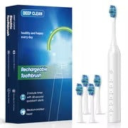 Smart Electric Toothbrush for Adults, Soft Bristles, Six Vibration Frequencies, Fully Automatic Cleaning Mode, USB Charging, Deep Teeth Cleaning, Dental Cleaner, IP67, with 4/8/10 Brush