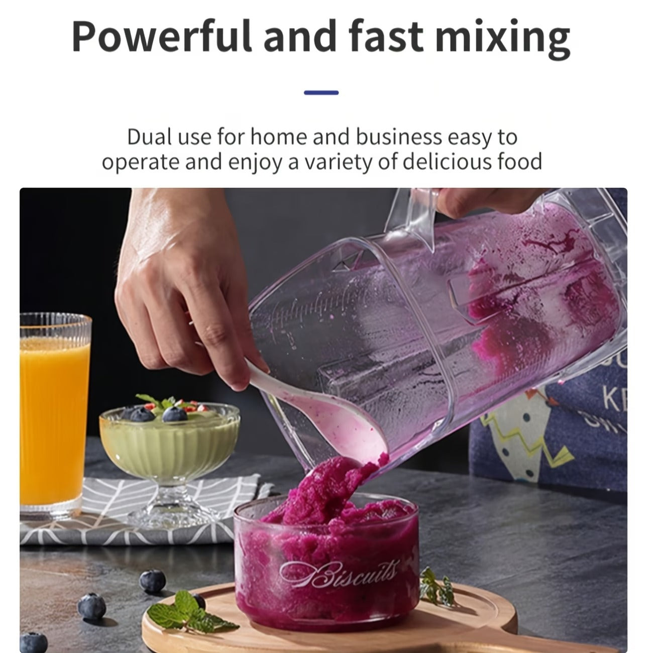 Blender 2.5L High-Power 2-In-1 Multifunctional Household Food Processor Ice Crushing Smoothie Juice Milkshake Protein Drink Maker