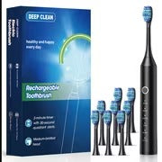 Smart Electric Toothbrush for Adults, Soft Bristles, Six Vibration Frequencies, Fully Automatic Cleaning Mode, USB Charging, Deep Teeth Cleaning, Dental Cleaner, IP67, with 4/8/10 Brush