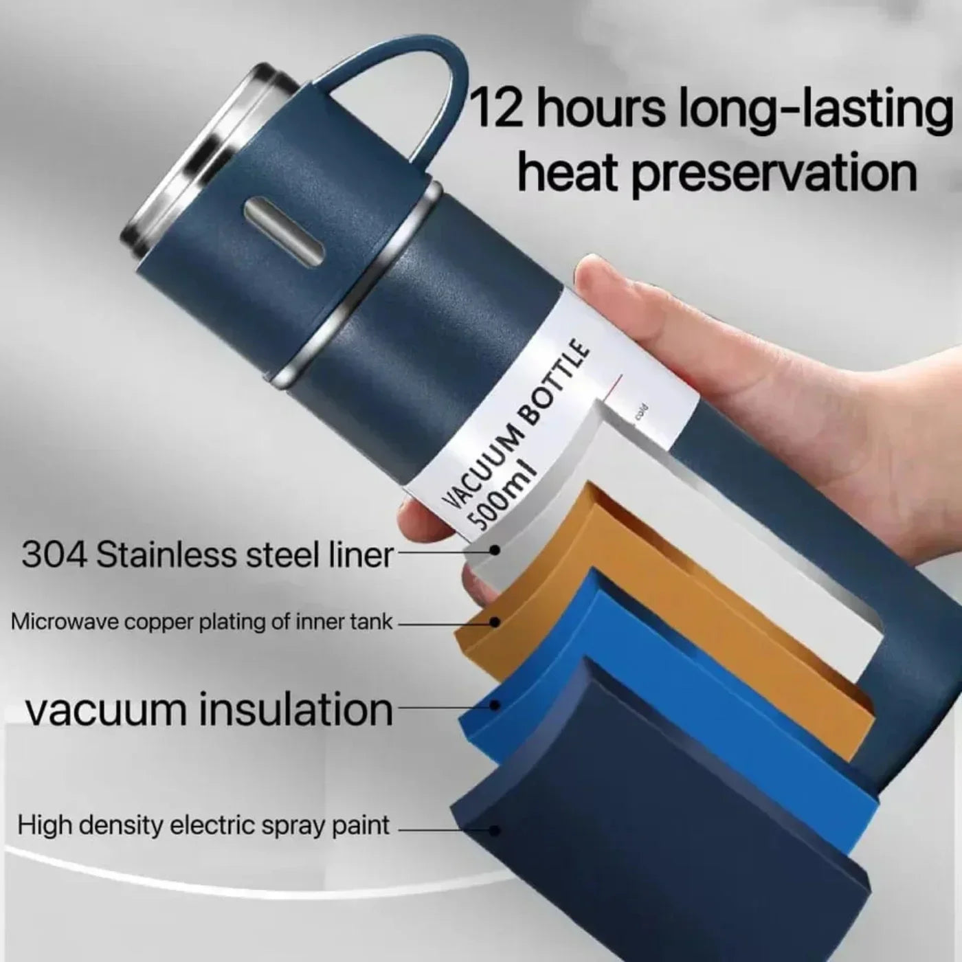 3 Cup 500ML Stainless Steel Vacuum Flask Set | Travel Thermos