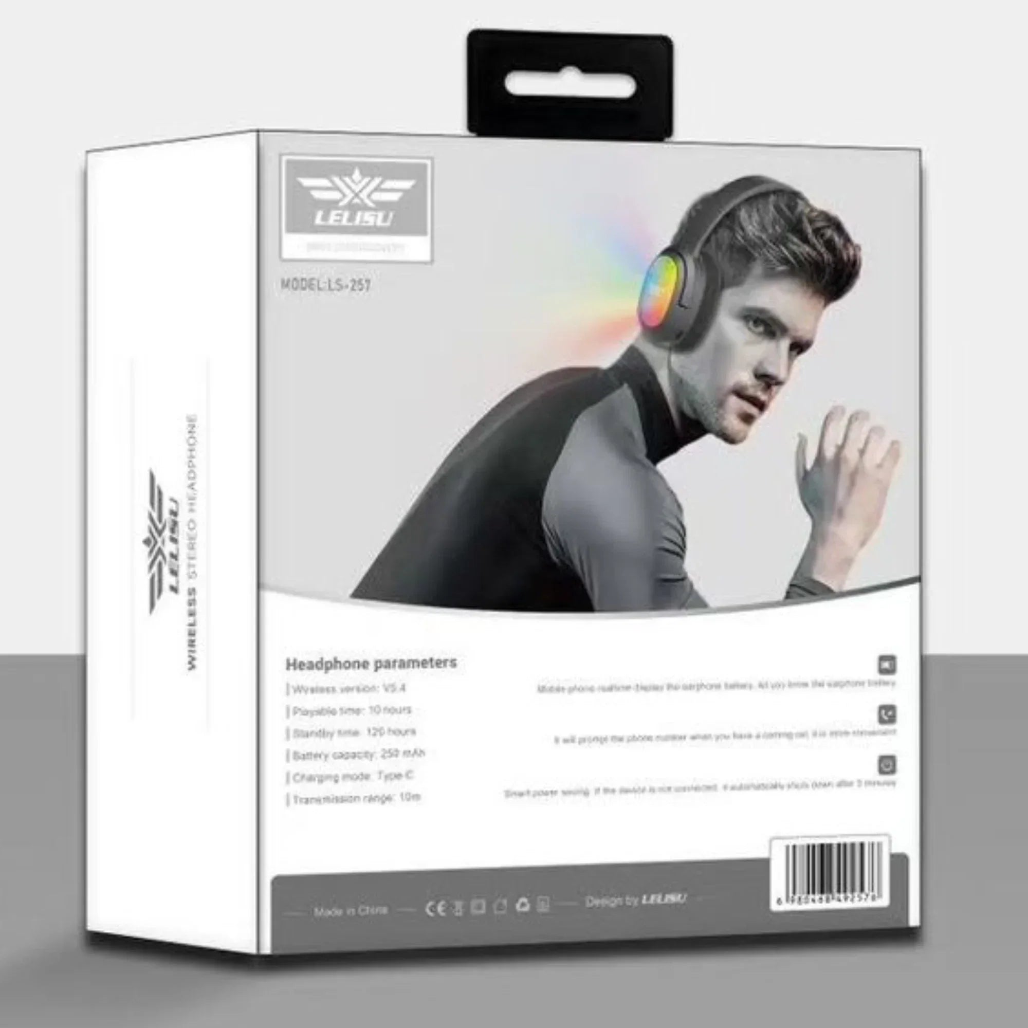 Lelisu LS-257 Wireless Bluetooth Headphones | LED Over-Ear, Type-C
