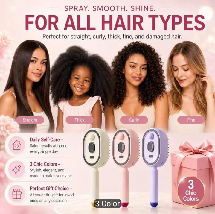 2-in-1 USB Rechargeable Nano Mist Hair Brush with Scalp Massage
*